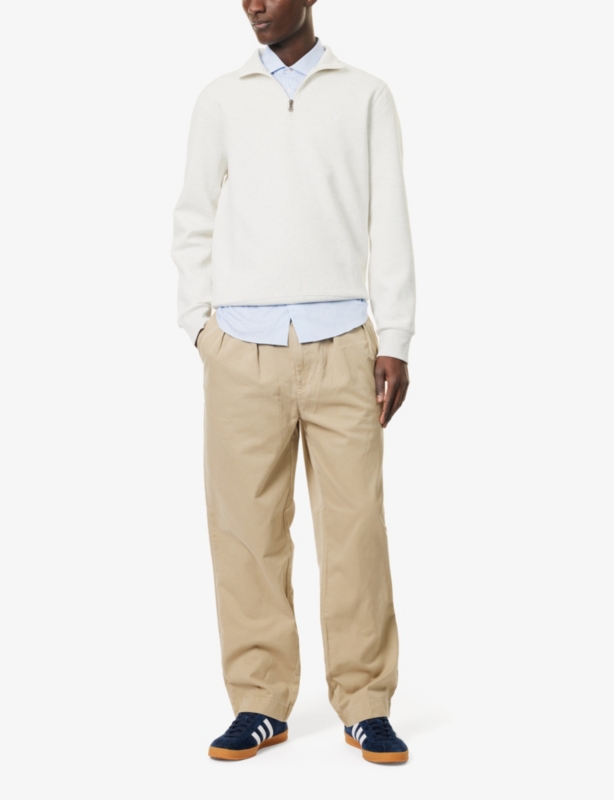 High-Neck Brand-Embroidery Regular-Fit Cotton-Blend Sweatshirt