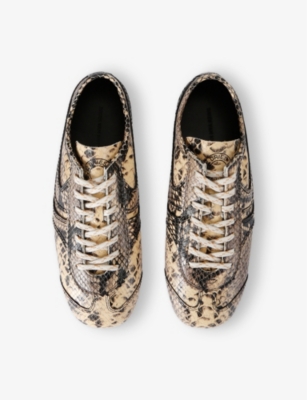 DRIES VAN NOTEN WOMENS BROWN/OTH DUSTIN SNAKE-PRINT LEATHER LOW-TOP TRAINERS EUR 35 / 2 UK 