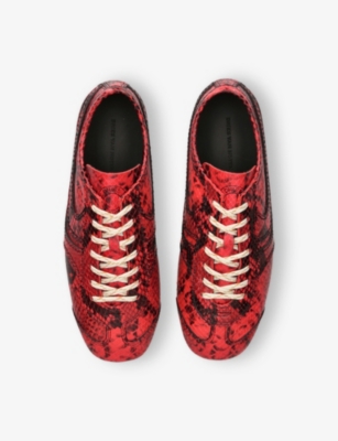 DRIES VAN NOTEN WOMENS RED COMB DUSTIN SNAKE-PRINT LEATHER LOW-TOP TRAINERS EUR 36 / 3 UK 