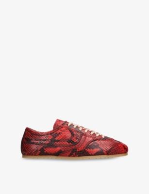 DRIES VAN NOTEN WOMENS RED COMB DUSTIN SNAKE-PRINT LEATHER LOW-TOP TRAINERS EUR 36 / 3 UK 
