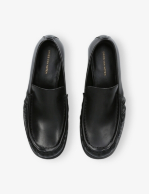 DRIES VAN NOTEN WOMENS DRIES VAN NOTEN LOW-HEEL LEATHER LOAFERS 