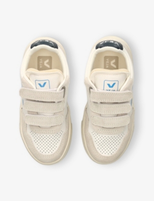 VEJA WHITE/NAVY KIDS' V90 LEATHER LOW-TOP TRAINERS EUR 35 / 2.5 UK