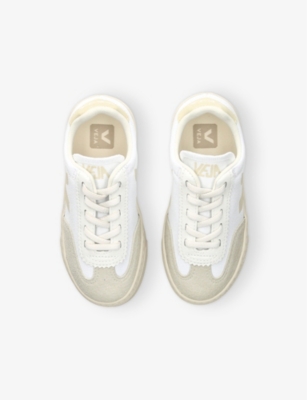 VEJA WHITE KIDS' SMALL VOLLEY LOGO-EMBROIDERED CANVAS LOW-TOP TRAINERS EUR 31 / 12.5 UK