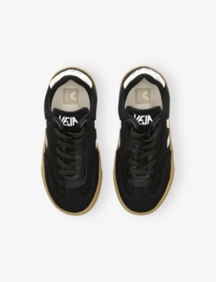 Veja Black Kids' Small Volley Logo-embroidered Canvas Low-top Trainers Eur 32 / 13 Uk In Black