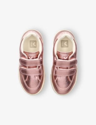 Veja Metallic Leather V-12 Sneakers In Pink Comb