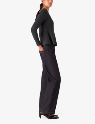 WHISTLES: Peplum-hem slim-fit stretch cotton-blend top