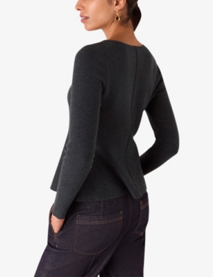 Peplum-hem slim-fit stretch cotton-blend top