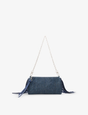 Maje Crystal-embellished Cross Body Bag In Bleus