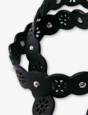 MAJE: Flower Perforated Leather Strap