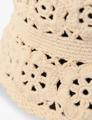 MAJE: Crochet-Knit Cotton Bucket Hat