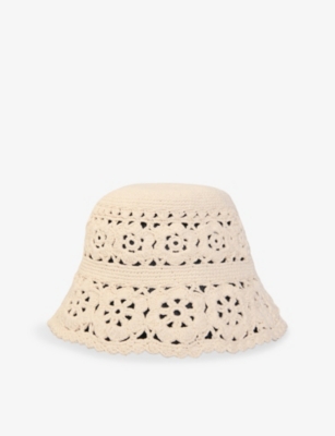 MAJE: Crochet-Knit Cotton Bucket Hat