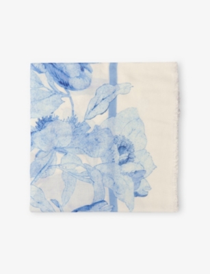 MAJE: Floral-Pattern Square Modal and Cashmere Scarf