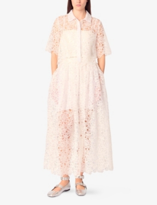 Maje Floral-lace Shirt In Blanc