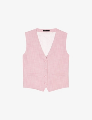 MAJE: V-Neck Woven Waistcoat