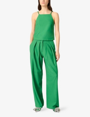 MAJE: Straight-Neck Backless Stretch-Woven Top