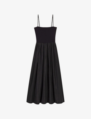 Maje Strapless Mesh And Taffeta Dress In Noir / Gris