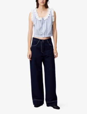 Claudie Pierlot Checkered Lace-trim Top In Divers