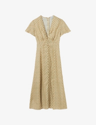 CLAUDIE PIERLOT: Graphic-Print Short-Sleeve Woven Midi Dress