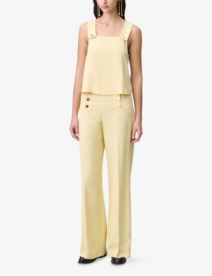 Claudie Pierlot Womens  Square-neck Sleeveless Woven Top In Naturels