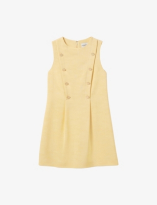 Claudie Pierlot Womens Naturels Button-embellished Double-breasted Woven Mini Dress In Naturels