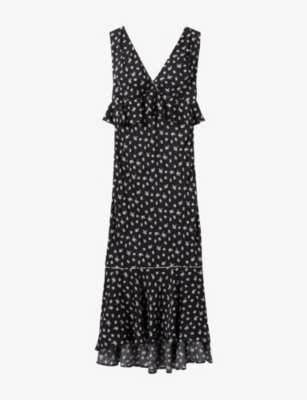 CLAUDIE PIERLOT: Floral-Print V-Neck Woven Maxi Dress