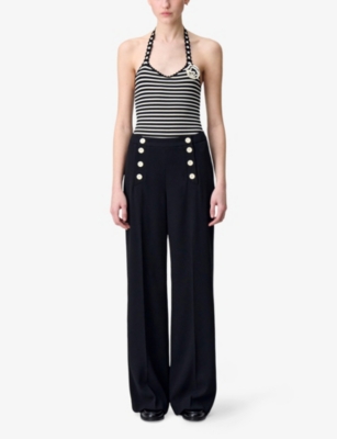 Claudie Pierlot Straight-leg Trousers In Noir / Gris
