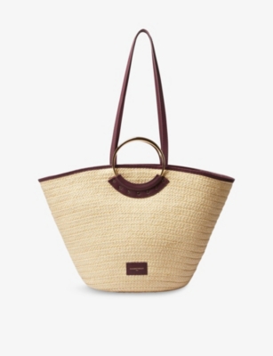 CLAUDIE PIERLOT: Metal-Handle Raffia Tote Bag