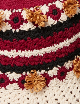 CLAUDIE PIERLOT: Striped Crochet-Trim Knitted Bucket Hat