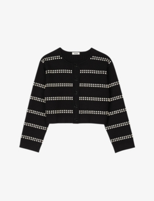 SANDRO: Stud-embellished knitted cardigan
