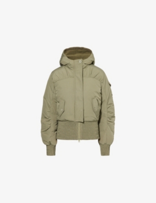 PEACHY DEN WOMENS SANDY PADDED SHELL BOMBER JACKET KHAKI