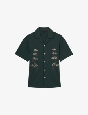 REISS: Goya Floral-Embroidered Cotton Shirt
