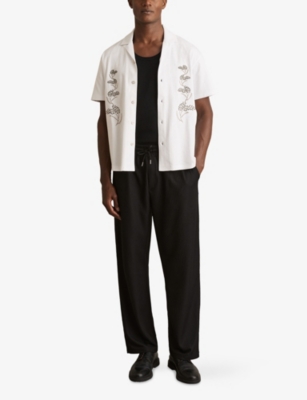 REISS: Goya Floral-Embroidered Cotton Shirt