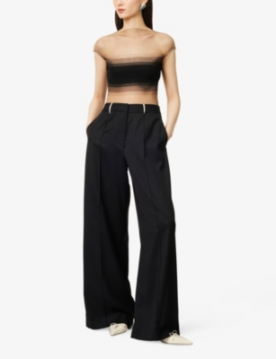 Shop Grace Ling Womens Fume Evanescent Censor Cap-sleeve Sheer-knit Top Xs