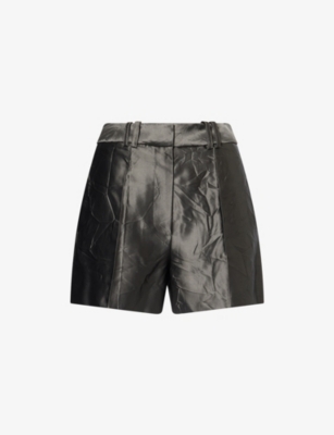 GRACE LING: Crinkled High-Rise Woven Mini Shorts