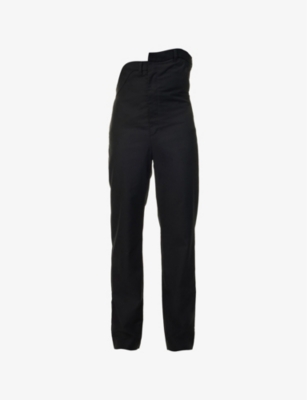 JUNTAE KIM: Asymmetric Rose Straight-Leg Woven Trousers