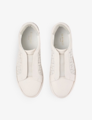 Lk Bennett Womens  Joy Laser-cut Leather Low-top Trainers In Whi-off White
