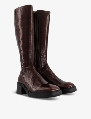 Miista Womens  Yumi Patent-leather Heeled Boots In Brown