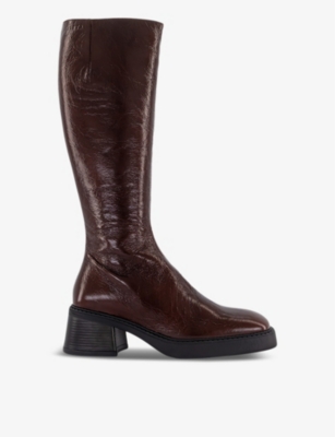 Miista Womens  Yumi Patent-leather Heeled Boots In Brown