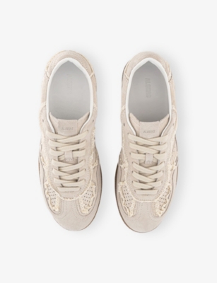 ALOHAS WOMENS CREAM TB490 CROCHET-TRIM SUEDE LOW-TOP TRAINERS EUR 41 / 8 UK 