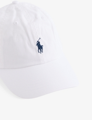 Shop Polo Ralph Lauren Womens White/ Newport Navy Brand-embroidery Cotton Sports Cap