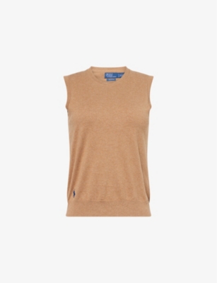 POLO RALPH LAUREN: Round-Neck Brand-Embroidery Stretch-Cotton Blend Vest