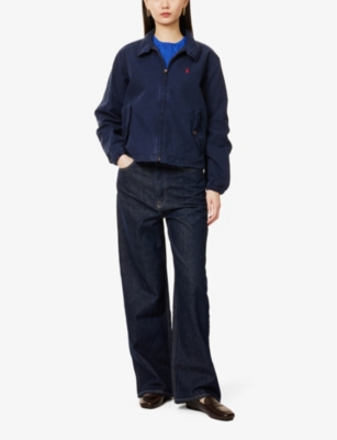 POLO RALPH LAUREN: Brand-Embroidery Two-Buttoned-Pockets Relaxed-Fit Cotton Jacket