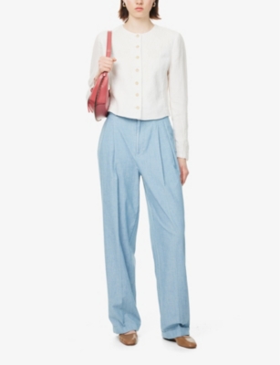 POLO RALPH LAUREN: Pleated High-Rise Cotton Trousers