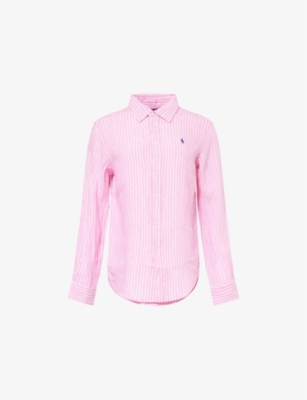 POLO RALPH LAUREN: Striped Curved-Hem Linen Shirt