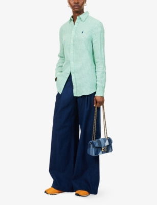 POLO RALPH LAUREN: Striped Curved-Hem Linen Shirt