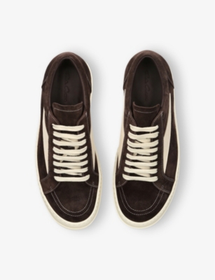 Vintage Contrast-Stitch Suede Low-Top Trainers