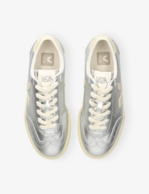 Veja Low-top Metallic Finish Rubber Sole Sneaker In Silver