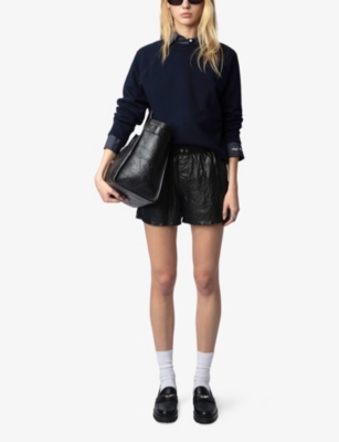 Zadig & Voltaire Womens Logo-embroidered Long-sleeve Cotton Sweatshirt Encre In Encre