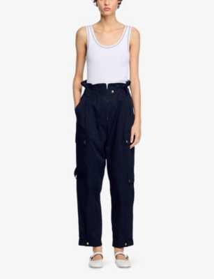 Sandro Straight-leg Trousers In Bleus