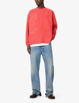 RHUDE: Logo-Print Long-Sleeve Cotton T-Shirt
